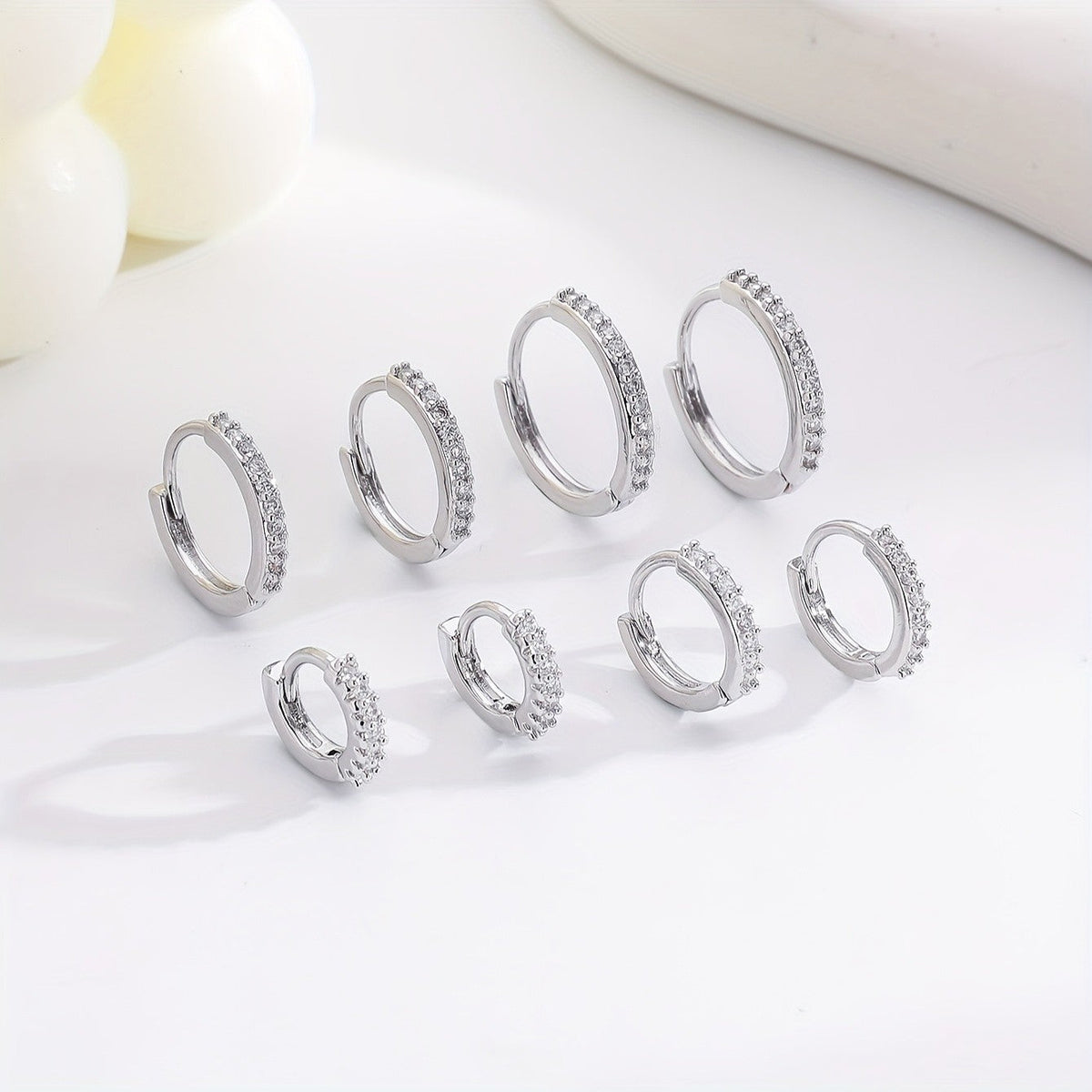 Turquoise Stone Hoop Earring Set