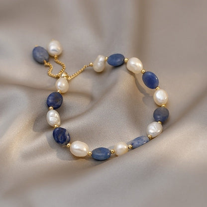Pink Stone & Pearl Adjustable Bracelet