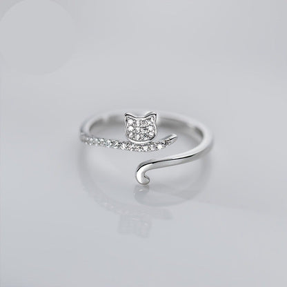 Crystal Cat Open Ring
