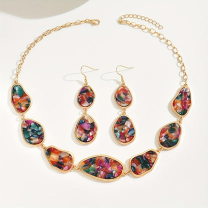 Multicolor Resin Necklace & Earring Set