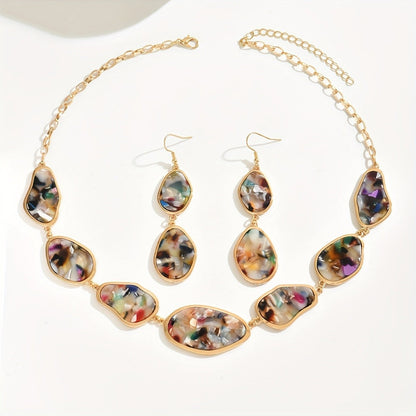 Multicolor Resin Necklace & Earring Set