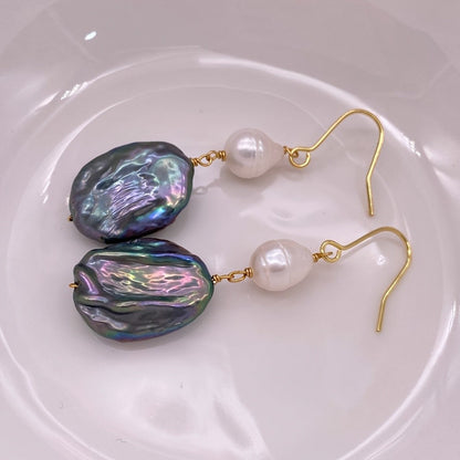 Teardrop & Baroque Pearl Drop Earrings
