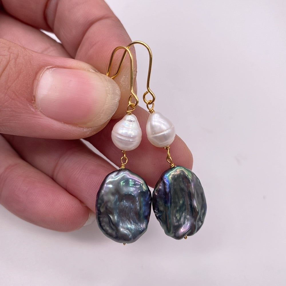 Teardrop & Baroque Pearl Drop Earrings