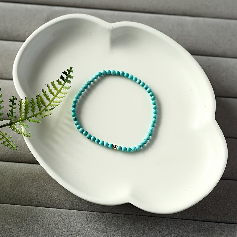 Turquoise Bead & Gold Accent Bracelet