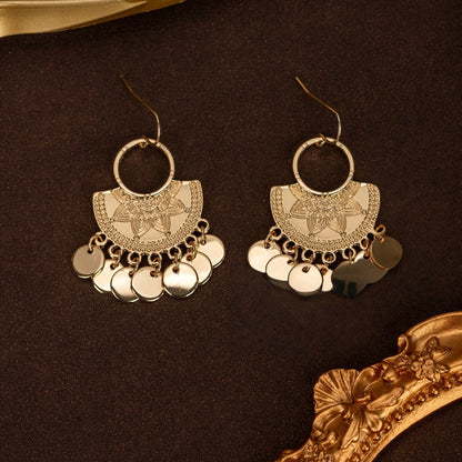 Floral Coin Dangle Earrings