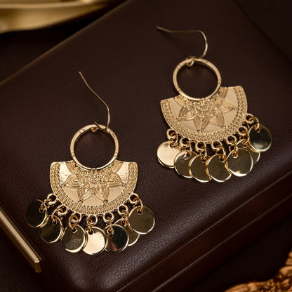 Floral Coin Dangle Earrings