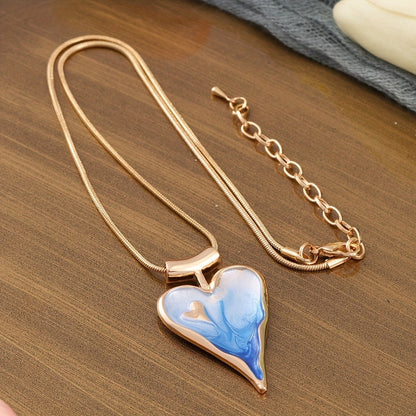 Blue Marbled Heart Necklace
