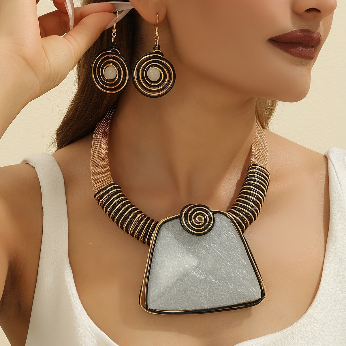 Geometric Spiral Acrylic Necklace