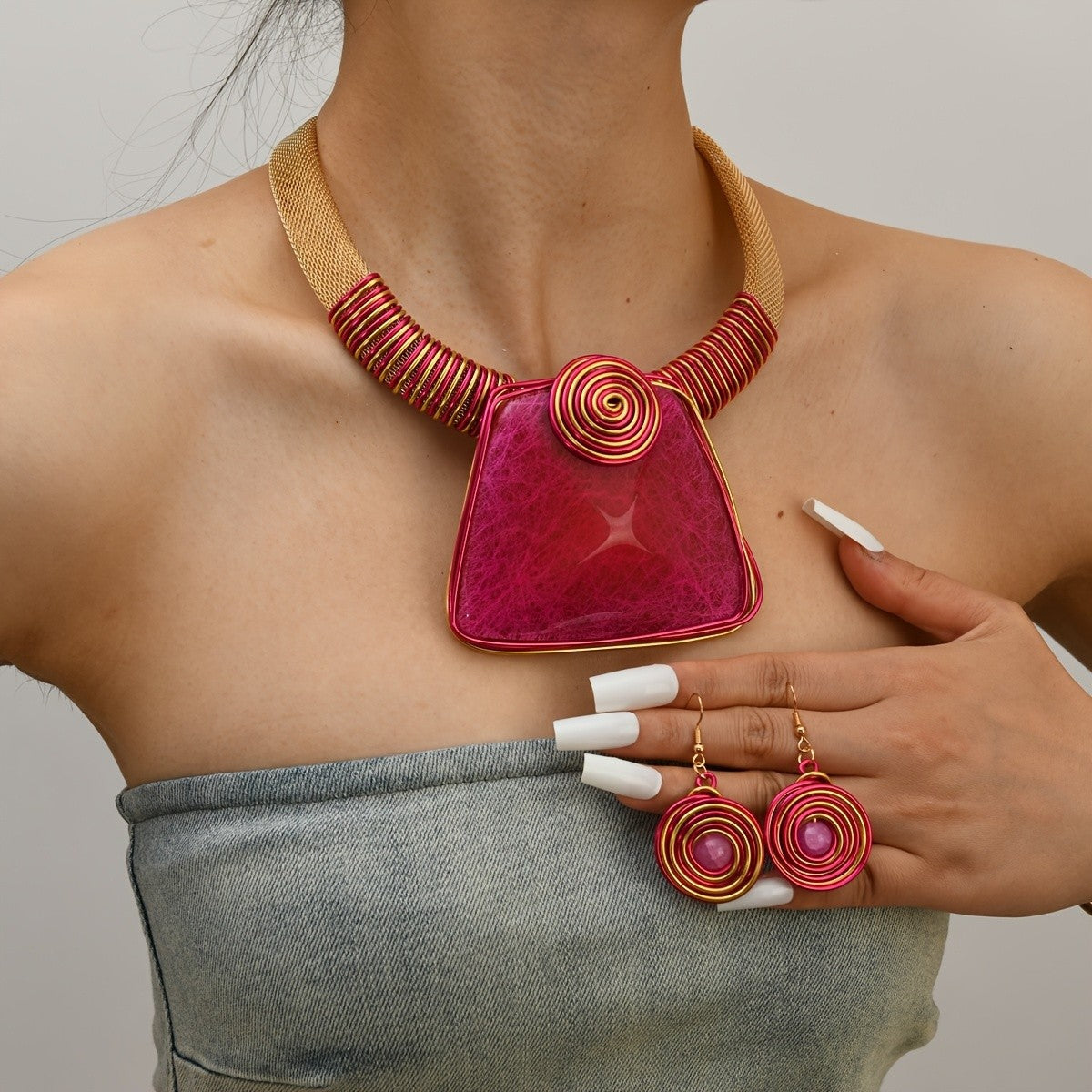 Geometric Spiral Acrylic Necklace