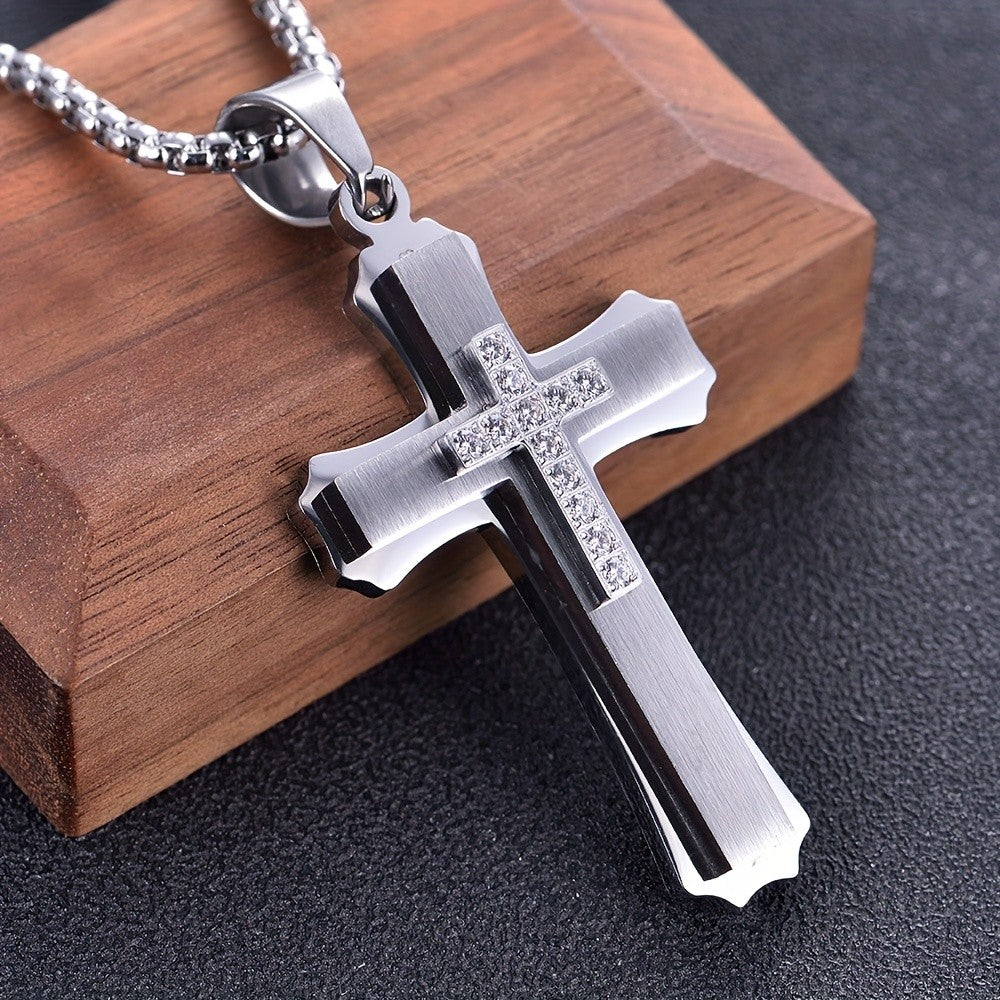 Black & Gold Crystal Cross Necklace