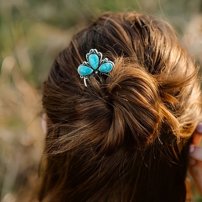Turquoise Floral Hairpin