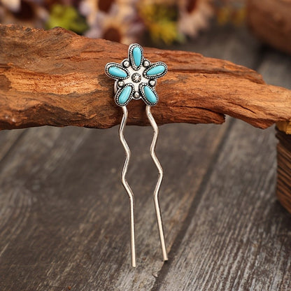 Turquoise Floral Hairpin