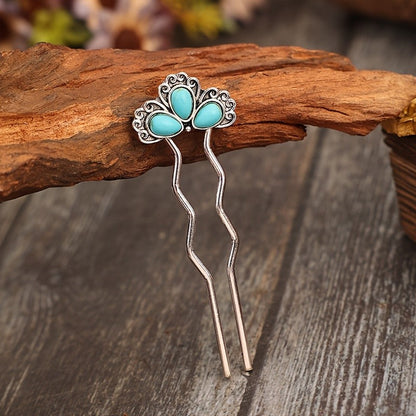 Turquoise Floral Hairpin