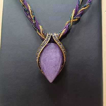 Purple Teardrop Beaded Necklace