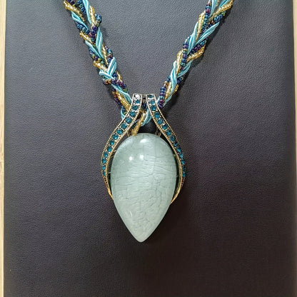 Purple Teardrop Beaded Necklace