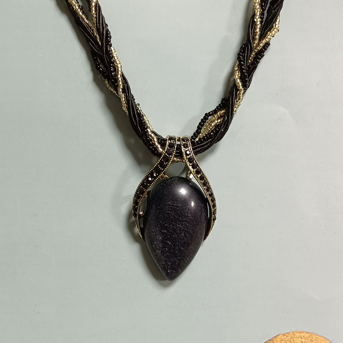 Purple Teardrop Beaded Necklace