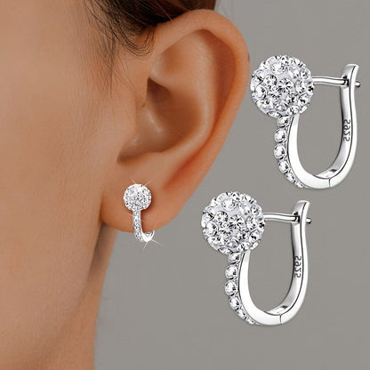 Pave Crystal Ball Hoop Earrings