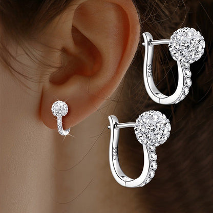 Pave Crystal Ball Hoop Earrings
