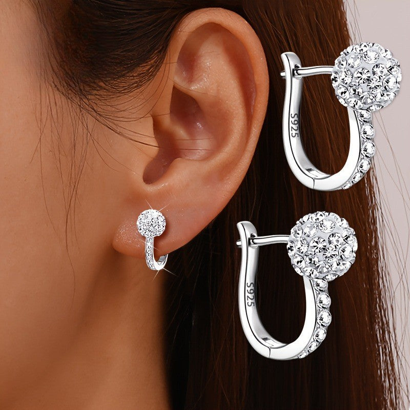 Pave Crystal Ball Hoop Earrings