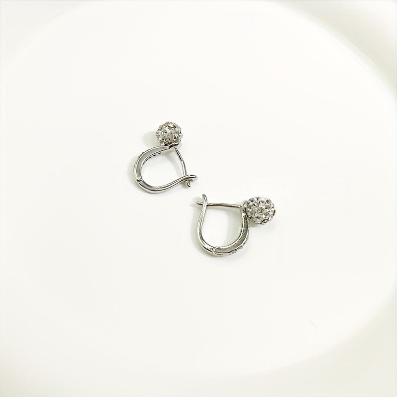 Pave Crystal Ball Hoop Earrings