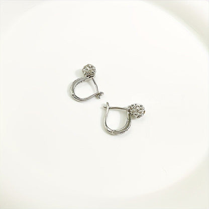 Pave Crystal Ball Hoop Earrings