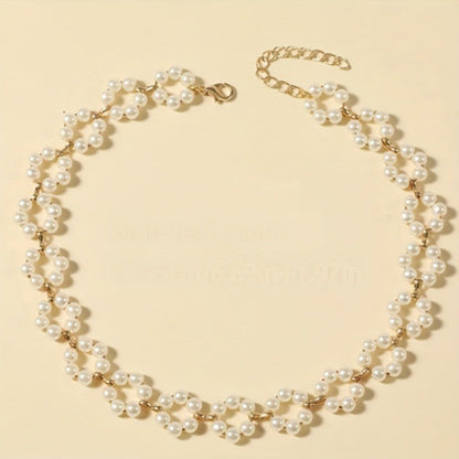 Woven Pearl Collarbone Necklace
