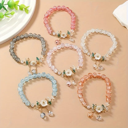 Floral Glass Bead Bracelet Set