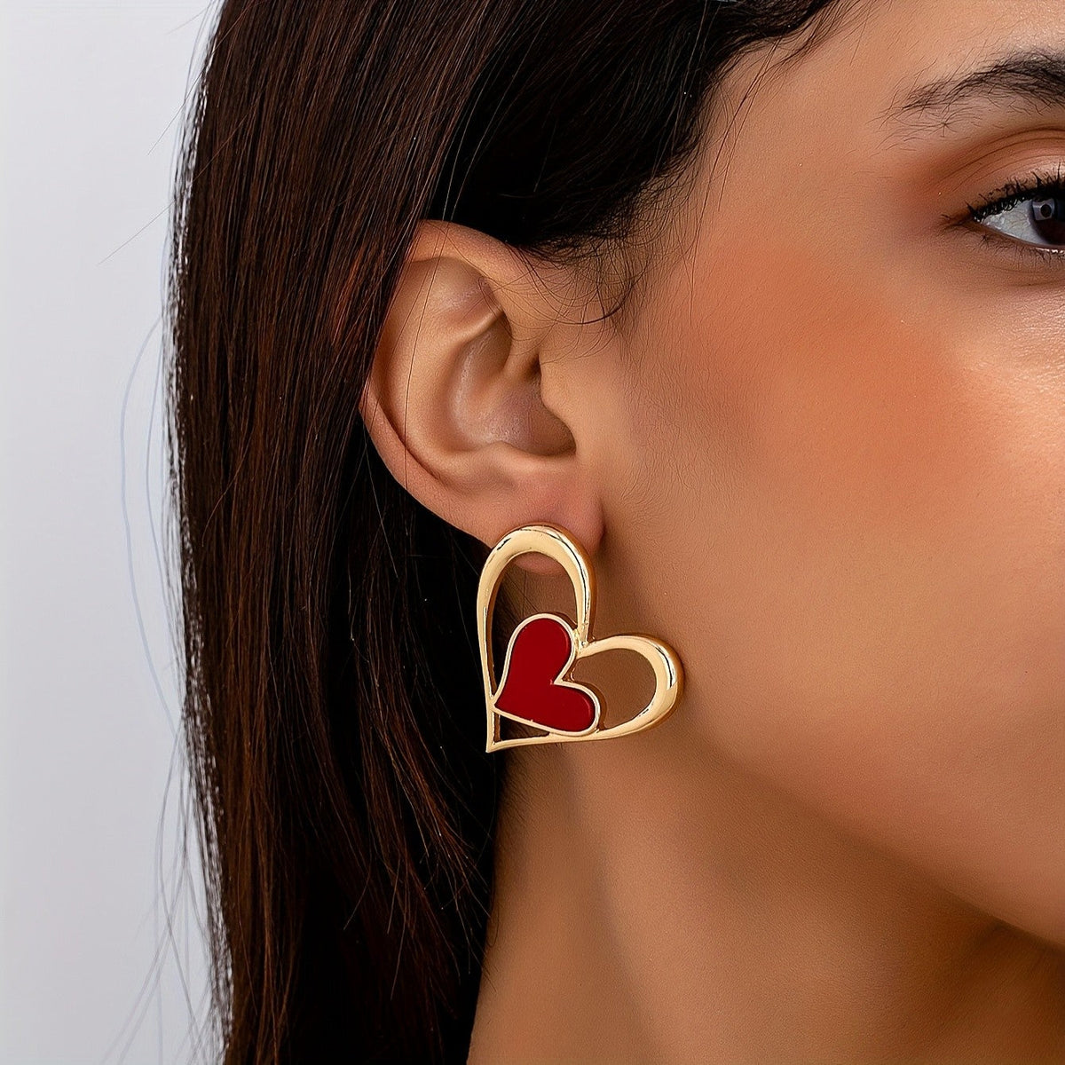 Red Heart Drop Earrings