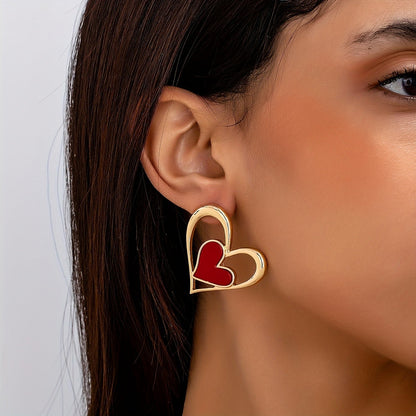 Red Heart Drop Earrings