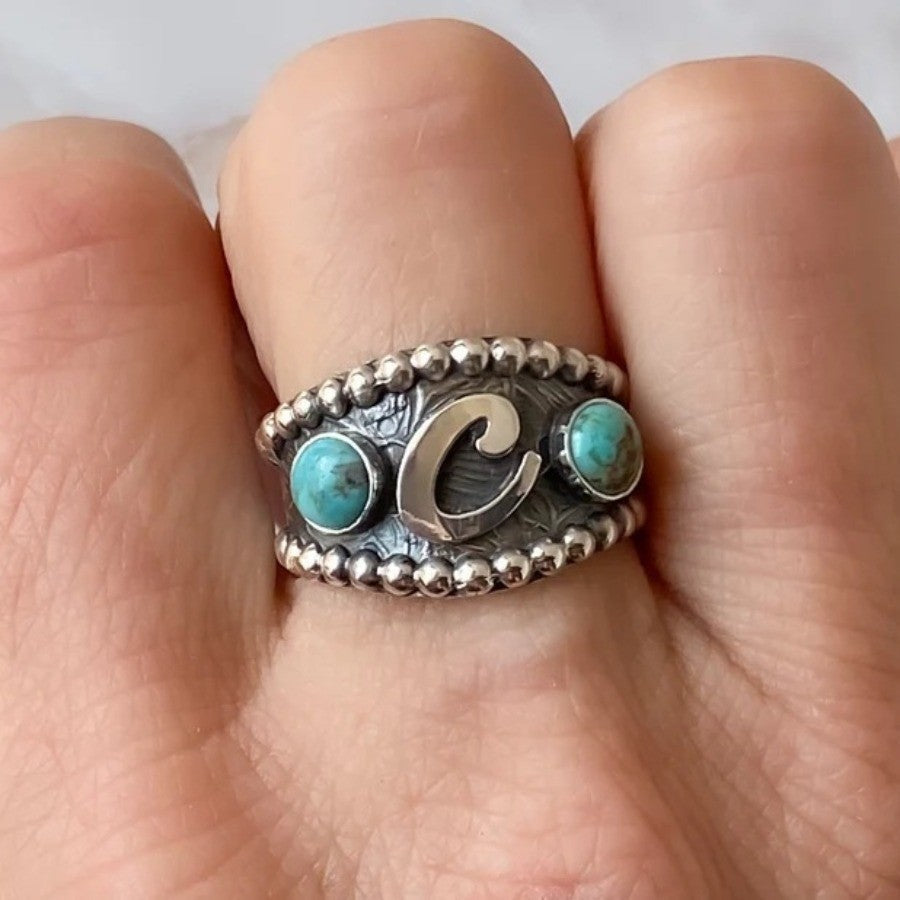 Turquoise Initial Ring