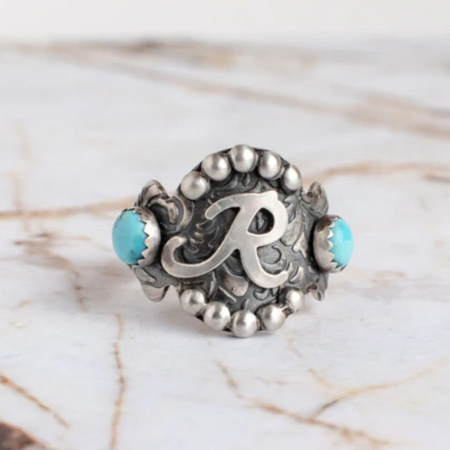 Turquoise Initial Ring