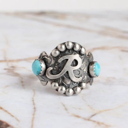 Turquoise Initial Ring