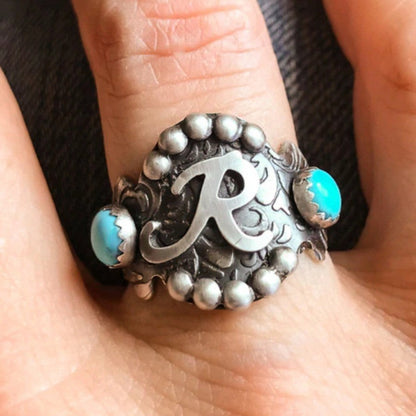 Turquoise Initial Ring