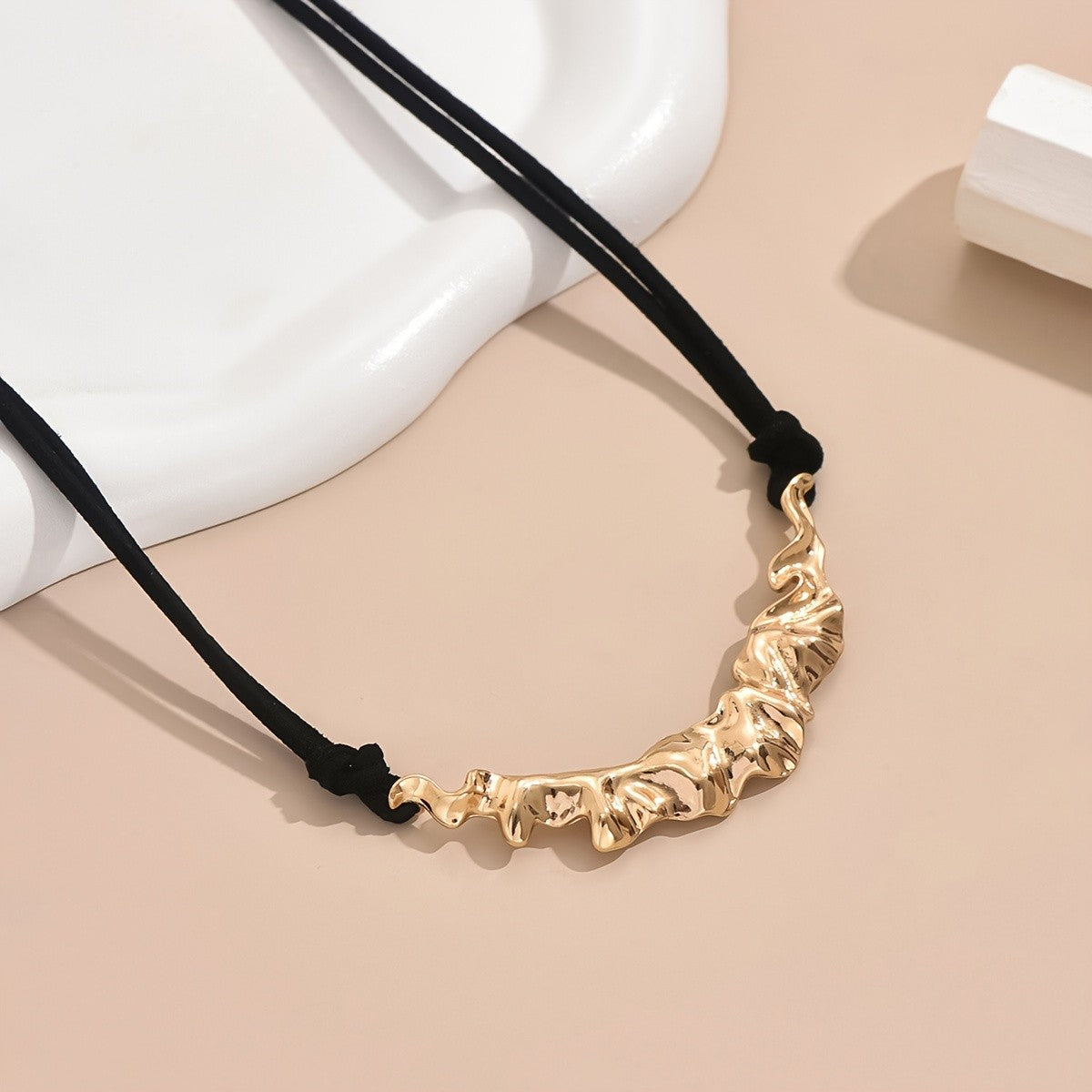 Gold-Tone Abstract Wave Pendant