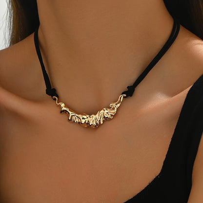 Gold-Tone Abstract Wave Pendant