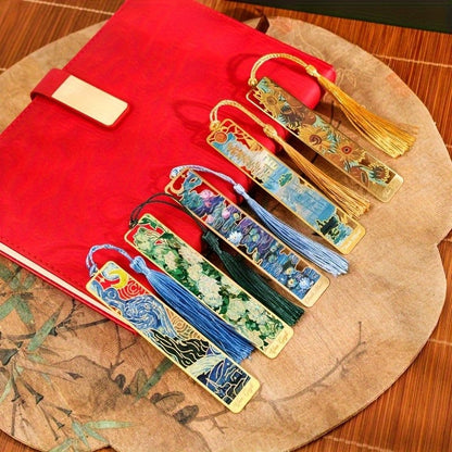 Painted Floral Tassel Bookmark Set