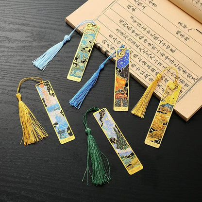 Painted Floral Tassel Bookmark Set