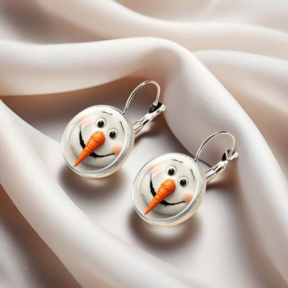 Snowman Face Hoop Earrings