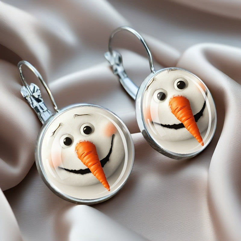 Snowman Face Hoop Earrings