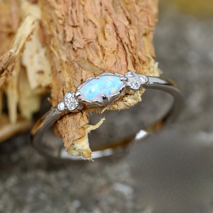 White Opal Marquise Ring