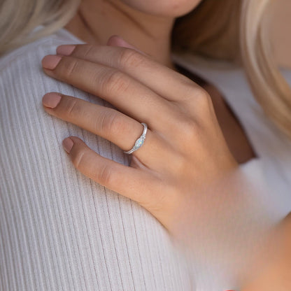 White Opal Marquise Ring