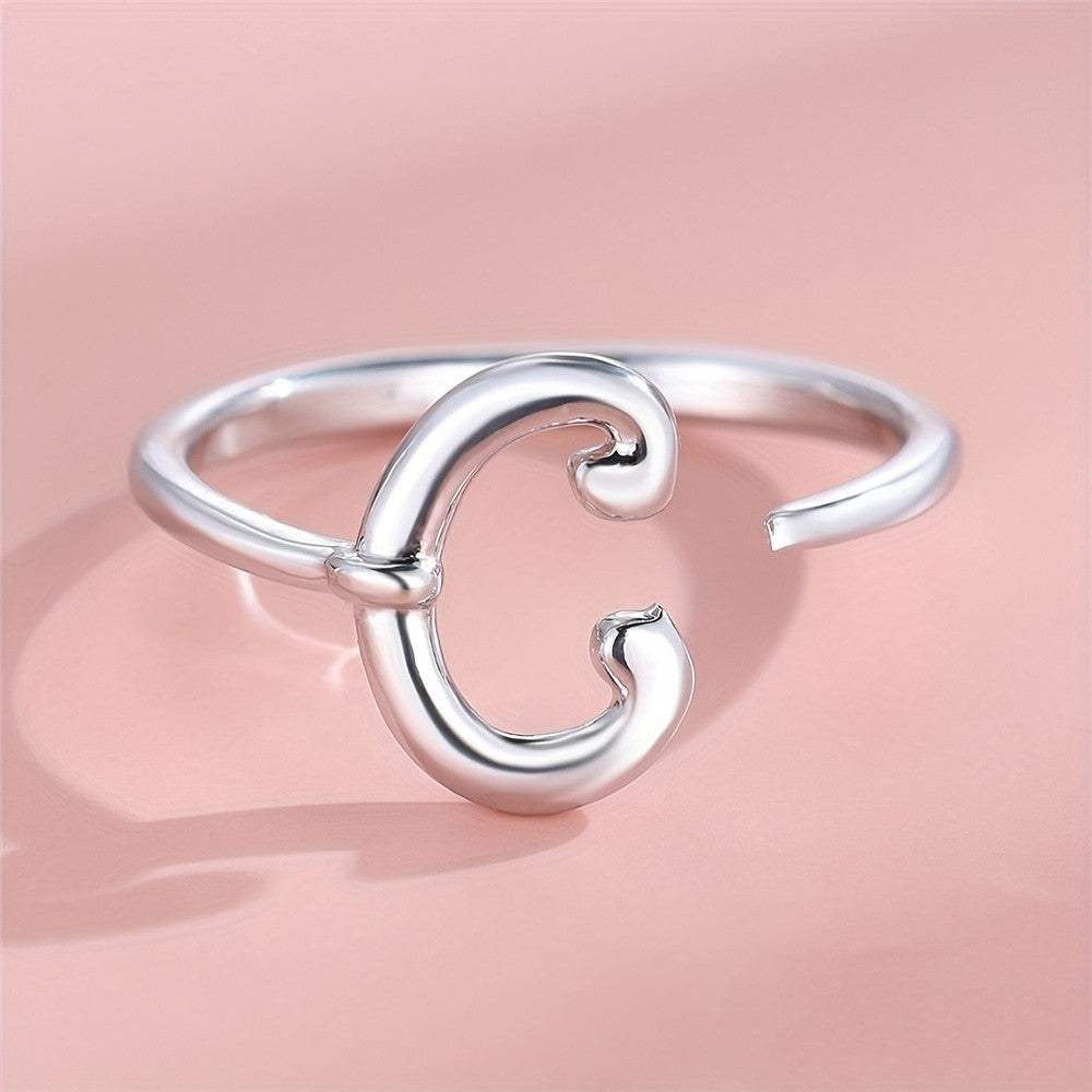 Adjustable Letter A Cuff Ring