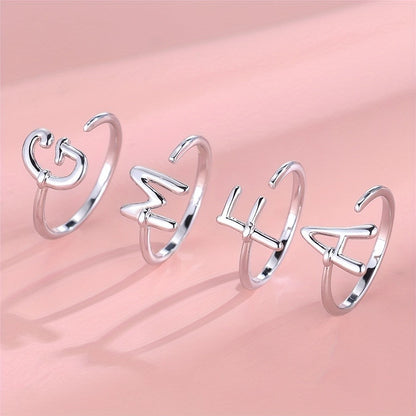 Adjustable Letter A Cuff Ring