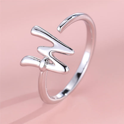 Adjustable Letter A Cuff Ring