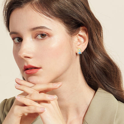 Blue Heart Lion Stud Earrings