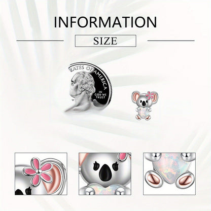 Pink Flower Koala Stud Earrings