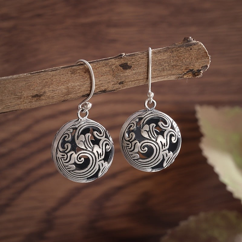 Ornate Scrollwork Sphere Earrings