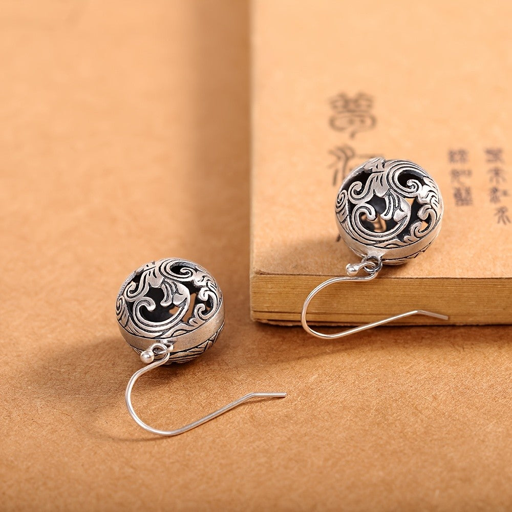 Ornate Scrollwork Sphere Earrings