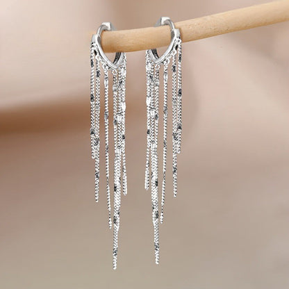 Silver Tassel Drop Earrings