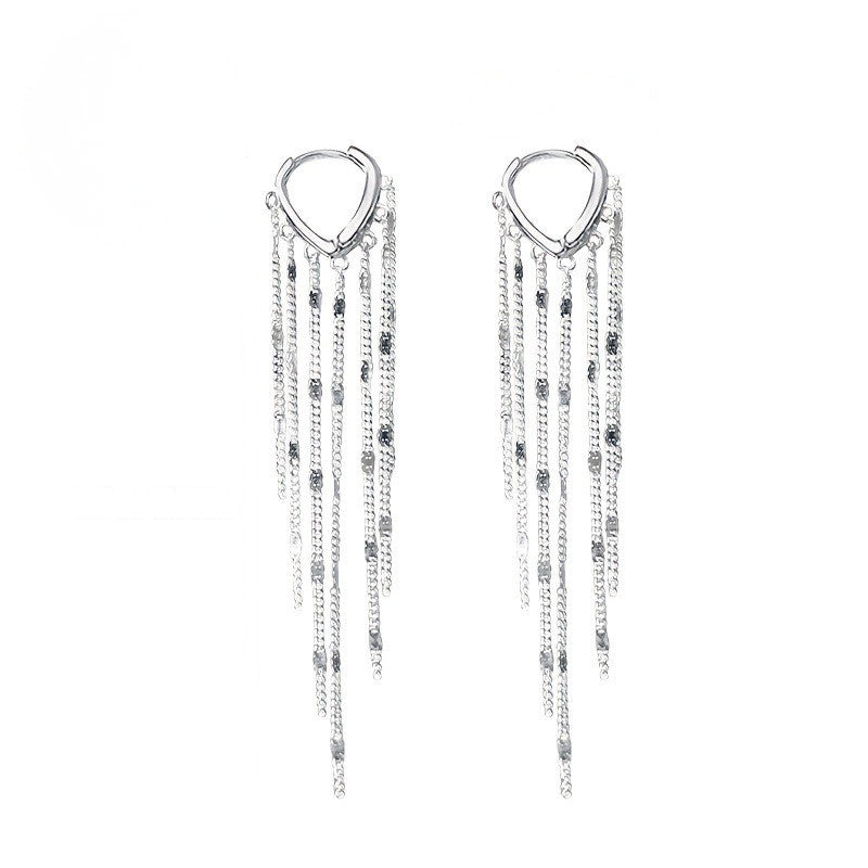 Silver Tassel Drop Earrings